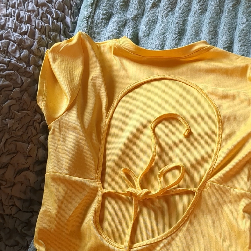 Love J Yellow Blouse with Back Tie Detail